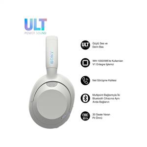 SONY WH-ULT900N ULT WEAR Kablosuz Gürültü Engelleyici Bluetooth Kulaklık - Kırık Beyaz