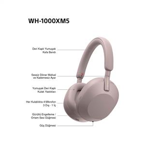 Sony WH-1000XM5 Gürültü Engelleme Özellikli Kablosuz Kulak Üstü Kulaklık - Pembe