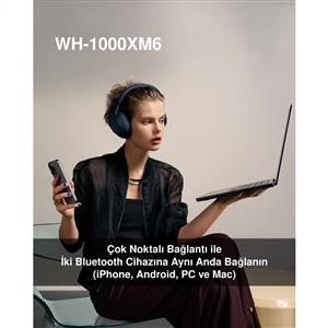 Sony WH-1000XM6 Bluetooth Kablosuz Gürültü Engelleme Özellikli Kulaklık - Siyah