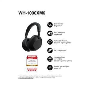 Sony WH-1000XM6 Bluetooth Kablosuz Gürültü Engelleme Özellikli Kulaklık - Siyah