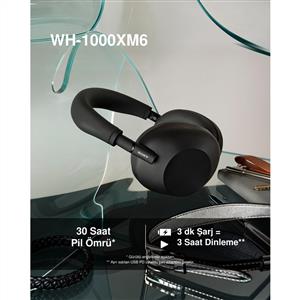 Sony WH-1000XM6 Bluetooth Kablosuz Gürültü Engelleme Özellikli Kulaklık - Siyah