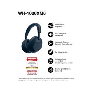 Sony WH-1000XM6 Bluetooth Kablosuz Gürültü Engelleme Özellikli Kulaklık - Gece Mavisi
