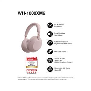 Sony WH-1000XM6 Bluetooth Kablosuz Gürültü Engelleme Özellikli Kulaklık - Kum Pembesi