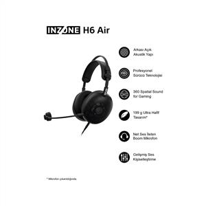 SONY WH-G500B INZONE H6 Air Kablolu Açık Arkalı Oyuncu Kulaklığı - Siyah