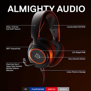 SteelSeries Arctis Nova 3 Kablolu Mikrofonlu Oyuncu Kulaklığı - Siyah