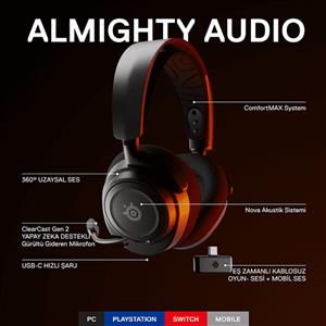 SteelSeries Arctis Nova 7 Wireless Mikrofonlu Oyuncu Kulaklığı - Siyah