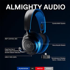 SteelSeries Arctis Nova 7P Wireless Mikrofonlu Oyuncu Kulaklığı - Siyah