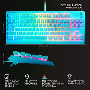 STEELSERIES APEX 3 TKL TÜRKÇE GAMING KLAVYE - AQUA