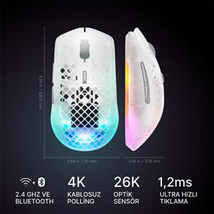 STEELSERIES AEROX 3 GHOST GEN 2 KABLOSUZ GAMING MOUSE