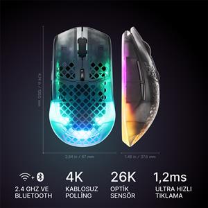 STEELSERIES AEROX 3 SHADOW GEN 2 KABLOSUZ GAMING MOUSE
