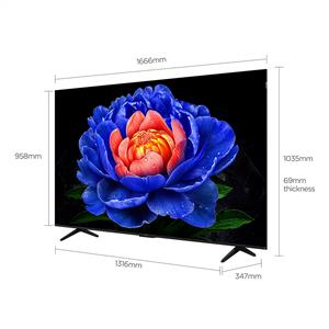TCL 75T6DGTV 75inc 190 cm QLED 4K UHD Google TV,Uydu Alıcılı