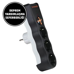 AFET YARDIM-TUNÇMATİK POWERSURGE 3 Lİ SURGE PROTECTION PLUG 525 JOULE- (SİYAH)