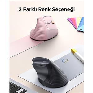UGREEN 55917 4000 DPI DİKEY ERGONOMIK KABLOSUZ MOUSE-PEMBE