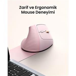 UGREEN 55917 4000 DPI DİKEY ERGONOMIK KABLOSUZ MOUSE-PEMBE