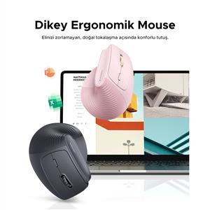 UGREEN 55917 4000 DPI DİKEY ERGONOMIK KABLOSUZ MOUSE-PEMBE