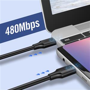 UGREEN USB-C 60W 3A QC PD Hızlı Şarj Kablosu, 2 Metre - Siyah