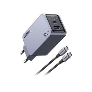 UGREEN Nexode Pro 100W GaN Hızlı Şarj Cihazı Type-C QC PD 2xUSB-C, 1xUSB-A - Uzay Grisi