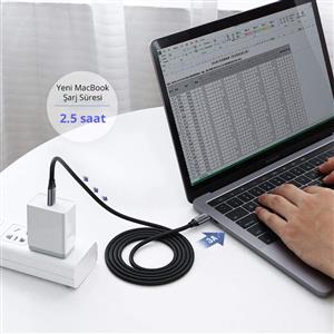 UGREEN USB-C 60W Thunderbolt USB3.1 GEN1 3A QC PD Hızlı Şarj Kablosu, 1.5m - Siyah