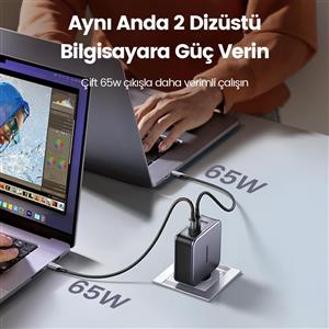 UGREEN Nexode 140W GaN Hızlı Şarj Cihazı 2xUSB-C, 1xUSB-A QC 4.0 PD 3.1 - Uzay Gri