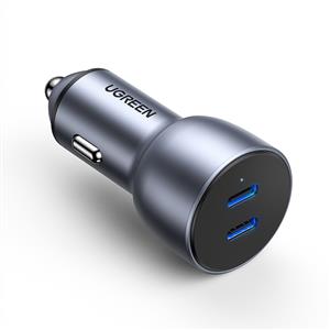 UGREEN 50W PD Hızlı Araç İçi Şarj Cihazı Çakmaklık Adaptörü 2xUSB-C - Uzay Grisi