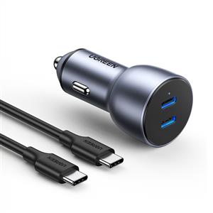 UGREEN 50W PD Hızlı Araç İçi Şarj Cihazı Çakmaklık Adaptörü 2xUSB-C - Uzay Grisi