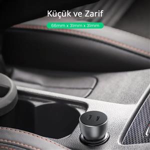 UGREEN 36w PD Hızlı Araç İçi Şarj Cihazı Çakmaklık Adaptörü 2xUSB-C - Uzay Grisi