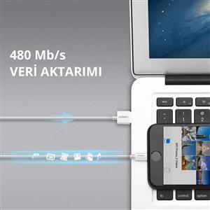 UGREEN Lightning to USB-A MFi Sertifikalı İphone Hızlı Şarj Kablosu, 2m - Beyaz