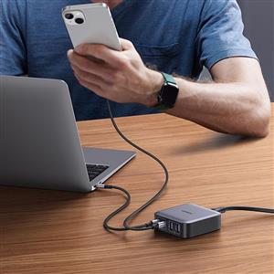 UGREEN Nexode 65W GaN 2 Masaüstü Hızlı Şarj Cihazı İstasyonu 2xUSB-A, 2xUSB-C  - Gri