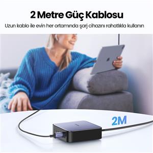 UGREEN Nexode 200W GaN II Masaüstü Hızlı Şarj Cihazı İstasyonu 4xUSB-C, 2xUSB-A - Gri