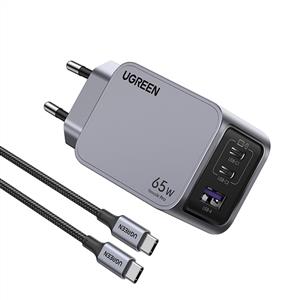 UGREEN Nexode Pro 65W GaN Hızlı Şarj Adaptörü ( 1.5m Type-C Kablo Dahil ) - Uzay Grisi