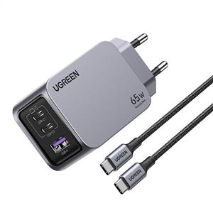 UGREEN Nexode Pro 65W GaN Hızlı Şarj Adaptörü ( 1.5m Type-C Kablo Dahil ) - Uzay Grisi