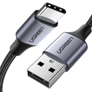 UGREEN USB-A to USB-C 3A QC Örgülü Hızlı Şarj Kablosu 1m - Siyah
