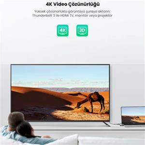 UGREEN 6-in-2 1*Thunderbolt 3 6K Video 100W PD 40Gps Type-C, 2*USB 3.0, 4K/30Hz HDMI Hub