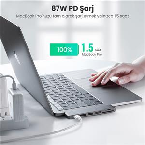 UGREEN 6-in-2 1*Thunderbolt 3 6K Video 100W PD 40Gps Type-C, 2*USB 3.0, 4K/30Hz HDMI Hub