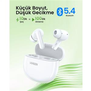 UGREEN HiTune P3 Yapay Zeka Gürültü Engelleyici Kablosuz Kulak İçi Kulaklık - Beyaz
