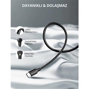 UGREEN USB-A to USB C Nikel Kaplama Hızlı Şarj Kablosu 1m - Beyaz