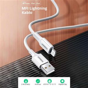 UGREEN USB-A to MFI Lightning Nikel Kaplama Kablo 1m - Siyah