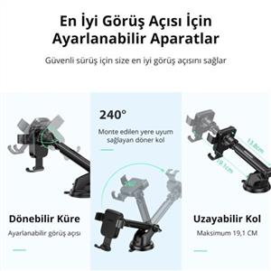 UGREEN Gravity Vantuzlu Telefon Tutucu - Siyah