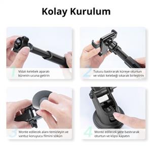 UGREEN Gravity Vantuzlu Telefon Tutucu - Siyah