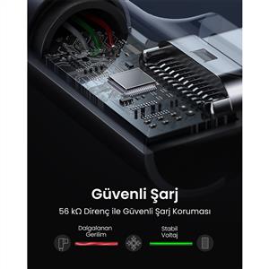 UGREEN Right Angle USB-A to USB-C Şarj Kablosu 2m - Uzay Grisi