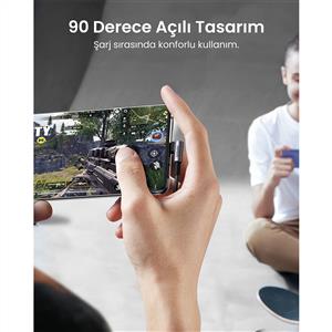 UGREEN Right Angle USB-A to USB-C Şarj Kablosu 1m - Uzay Grisi