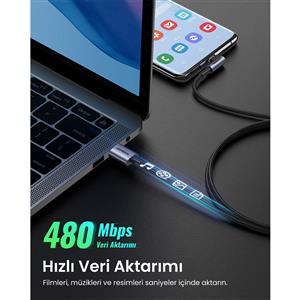 UGREEN Right Angle USB-A to USB-C Şarj Kablosu 1m - Uzay Grisi
