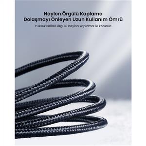 UGREEN 2'si 1 Arada Örgülü USB-A to Type-C ve Micro Şarj ve Data Kablosu 1m - Siyah