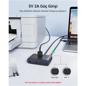 Ugreen USB 3.0 4 Portlu Çoklayıcı Hub 1m - Siyah