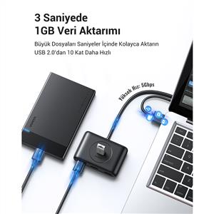 Ugreen USB 3.0 4 Portlu Çoklayıcı Hub 1m - Siyah