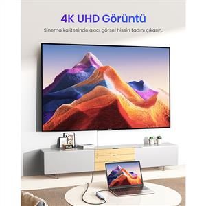 UGREEN Revedok 5-in-1 Type-C Giriş 3xUSB-A, 1xUSB-C PD 100W, 1x 4K/30Hz HDMI - Gri
