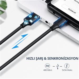 UGREEN 3.0 USB-A to USB-C Şarj ve Data Kablosu 0.25 cm - Beyaz