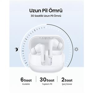 UGREEN HiTune T6 Magic Aktif Gürültü Engelleyici Ekranlı Kablosuz TWS Kulaklık - Beyaz