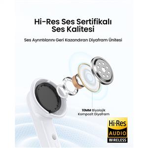 UGREEN HiTune T6 Magic Aktif Gürültü Engelleyici Ekranlı Kablosuz TWS Kulaklık - Beyaz