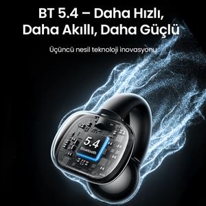 UGREEN HiTune S3 True Clip Kablosuz Kulak İçi Kulaklık, 30 Saat Çalma Süresi - Siyah